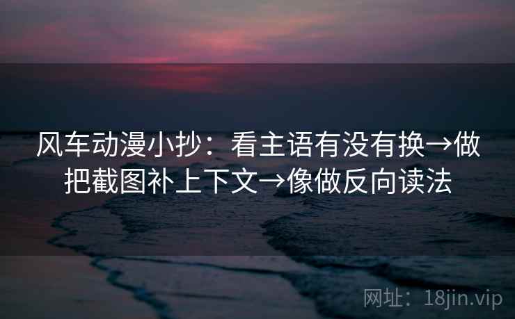 风车动漫小抄：看主语有没有换→做把截图补上下文→像做反向读法